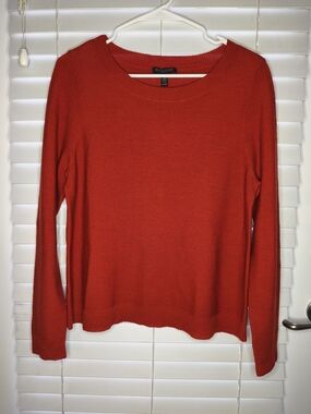 Eileen Fisher Petite Women's Sweater Size PL Red Long Sleeve 100% Merino Wool